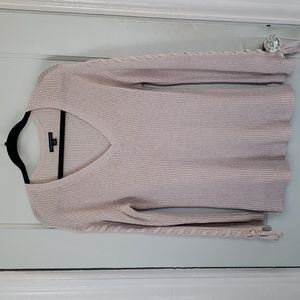 American Eagle Outfitters Lace Up Sleeve V-neck Sweater- M